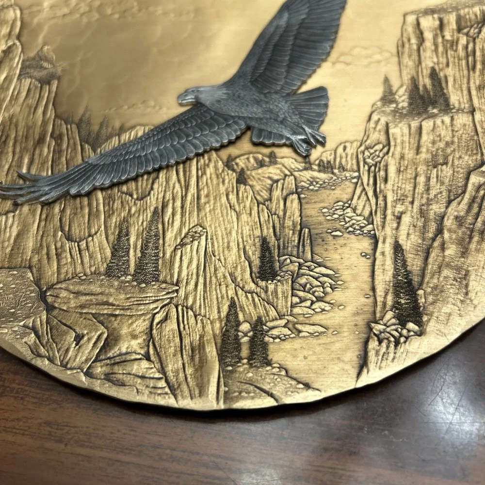Wendell August Forge Hanging‎ Plate Plaque Pewter Bronze PA OH Soaring Eagle